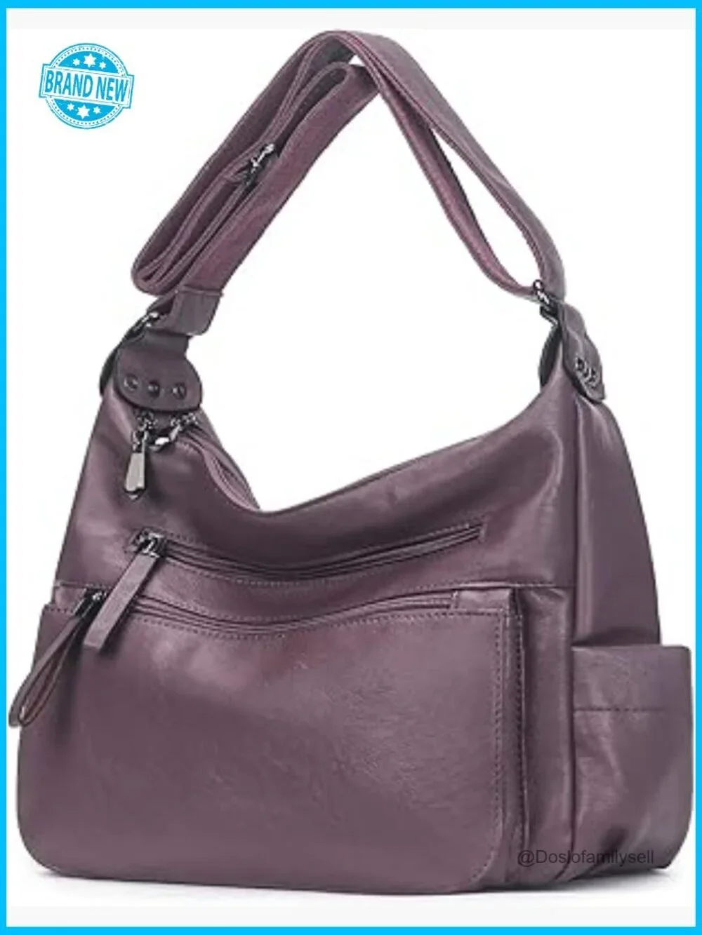 Large Faux Leather Hobo Crossbody Bag Shoulder Tote Purse Multi Pocket